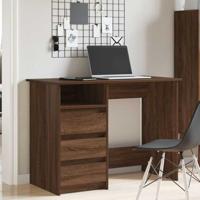 Bureau 102x50x75 cm bewerkt hout bruin eikenkleurig - thumbnail
