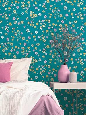 Livingwalls House of Turnowsky - Turquoise - Floral - 389072