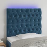Hoofdbord LED 90x7x118/128 cm fluweel donkerblauw - thumbnail