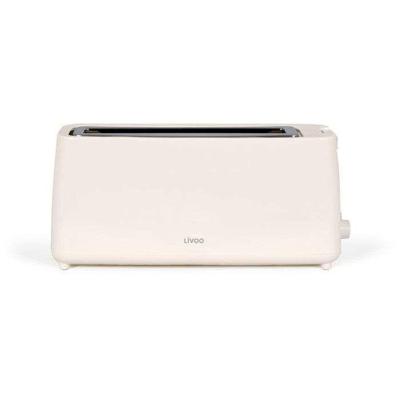 Broodrooster met lange sleuven - LIVOO - DOD168C - 900 W - Verstelbare thermostaat: 7 standen - Gebroken wit