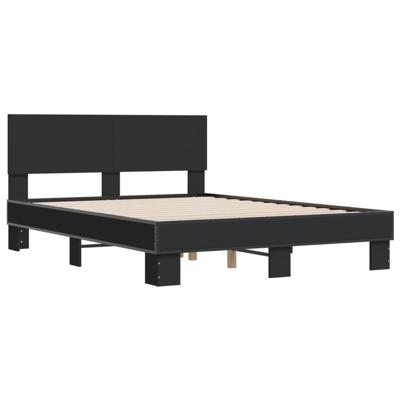Bedframe bewerkt hout metaal zwart 120x200 cm