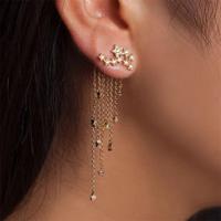 Vrouwen Fashion Star gestroomlijnd kwast lange Crystal Earrings(Gold) - thumbnail