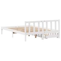 Bedframe zonder matras massief grenenhout wit 160x200 cm - thumbnail