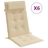 VidaXL Stoelkussens 6 st hoge rug oxford stof beige - thumbnail