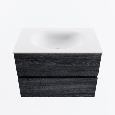 MONDIAZ VICA 70cm badmeubel onderkast Antracite 2 lades. Wastafel MOON midden zonder kraangat, kleur Talc.