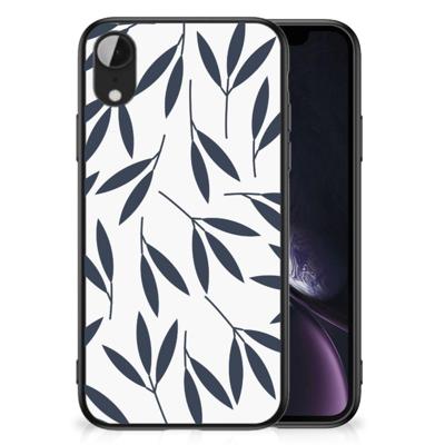 Apple iPhone XR Bloemen Hoesje Leaves Blue Apple iPhone XR Bloemen Hoesje Leaves Blue