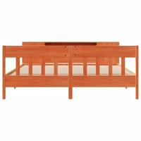 Bed met boekenkast zonder matras grenenhout wasbruin 200x200 cm - thumbnail