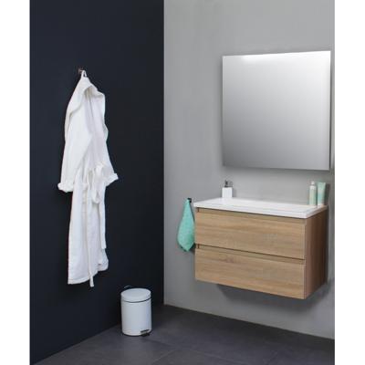 On-Line Badkamermeubelset - 80 cm - Voorgemonteerd - Acryl Wastafel - zonder Kraangat - Spiegel - Eiken