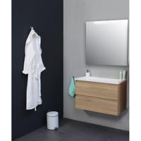 On-Line Badkamermeubelset - 80 cm - Voorgemonteerd - Acryl Wastafel - zonder Kraangat - Spiegel - Eiken - thumbnail