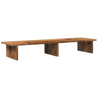 Monitorstandaard 100x27x15 cm bewerkt hout oud houtkleurig Monitorstandaard 100x27x15 cm bewerkt hout oud houtkleurig