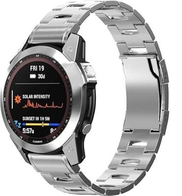 By Qubix - Titanium schakelband - Zilver - Compatible met Garmin Epix Pro Gen 2 (51mm) / Quatix 7X / 6X & Tactix 7 (pro) - Compatible Garmin bandje