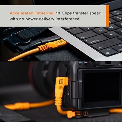 Tether Tools TetherPro Optima 10G USB-C, 31' (9.4m), straight to right orange Tether Tools TetherPro Optima 10G USB-C, 31' (9.4m), straight to right orange