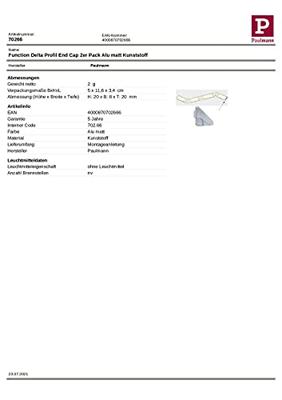 Paulmann 70266 Delta Profieleindkap (b x h x d) 0.8 x 2 x 2 cm 2 stuk(s)