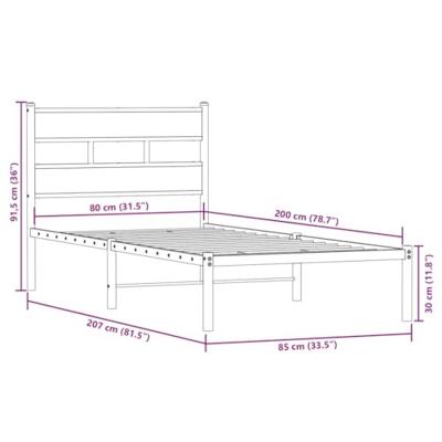 Bedframe zonder matras metaal sonoma eikenkleurig 80x200 cm Bedframe zonder matras metaal sonoma eikenkleurig 80x200 cm