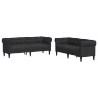 2-delige Loungeset stof zwart - thumbnail