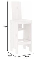 Barkrukken 2 st 40x42x120 cm massief grenenhout wit - thumbnail