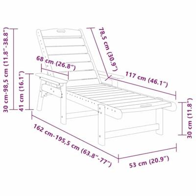 Ligstoel 2 pcs Marineblauw 195,5 x 53 x 98,5 cm Polyetheen