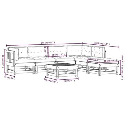 7-delige Loungeset met kussens massief douglashout
