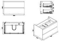 Wiesbaden Vision onderkast+ 2 laden 80x46 houtnerf grijs - thumbnail