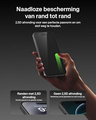 Belkin ScreenForce UltraGlass 2 Screenprotector voor iPhone 17 Pro, Krasbestendig, Stoot- en Valbescherming, met Easy Align-Frame voor Bevestiging Zonder Luchtbellen, 9H Gehard Gerecycled Glas