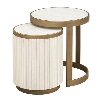 Richmond Ronde Bijzettafel 'Tivoli' Stof en keramiek, Set van 2 stuks Richmond Ronde Bijzettafel 'Tivoli' Stof en keramiek, Set van 2 stuks