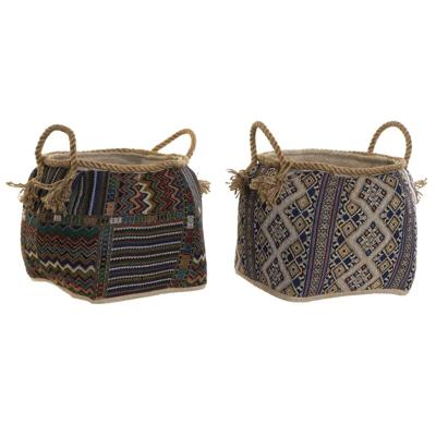 Mand DKD Home Decor 30 x 30 x 30 cm Natuurlijke Vezel Boho (2 Stuks)