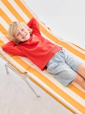 Denim jongensbermuda, gemakkelijk aan te trekken blauw, gestreept