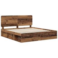 Bedframe met hoofdeinde Oudhout 200 x 200 cm Massief grenenhout - thumbnail