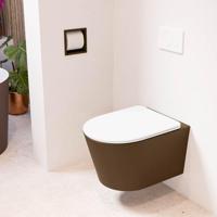 MONDIAZ LAVIE hangend toilet single fire rimless diepspoel Rust, Toiletzitting met quick-release & softclose Talc - thumbnail