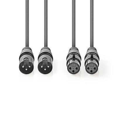 Nedis COTH15030GY05 Gebalanceerde Xlr-audiokabel 2x Xlr 3-pins Male - 2x Xlr 3-pins Female 0,5 M Grijs