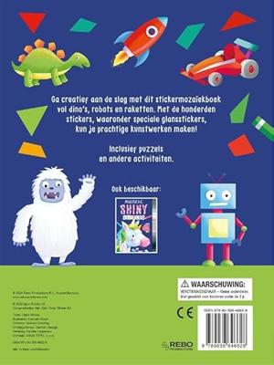 Rebo Publishers Coole shiny stickers dino&apos;s robots en raketten stickermozaïekboek