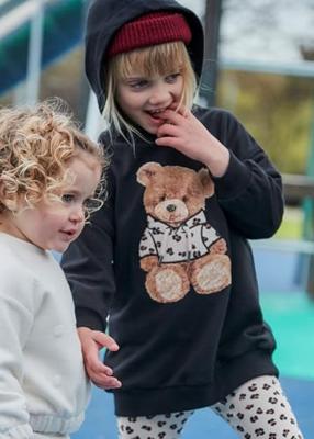 Mayoral winter jurk meisjes - zwart - fleece - capuchon