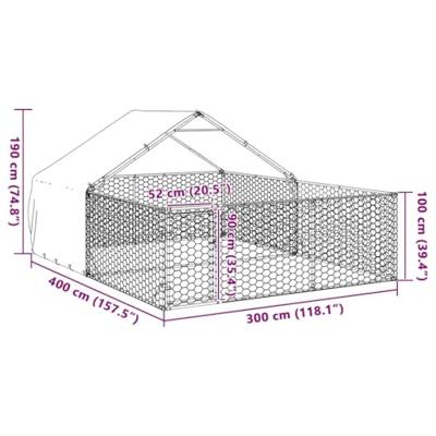 Hondenkennel met ren 4x3x1,9 m gegalvaniseerd staal