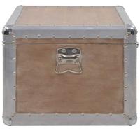 Opbergkist 91x52x40 cm massief vurenhout bruin - thumbnail