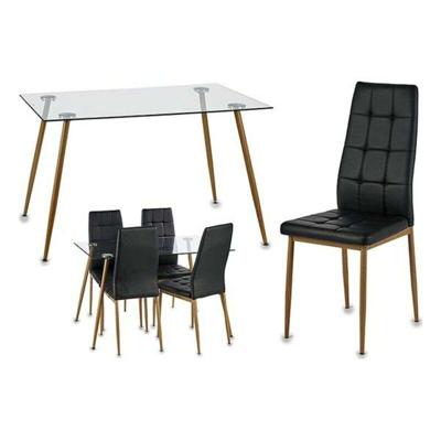 Tafel met vier stoelen Gift Decor Bruin Zwart Transparant
