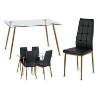 Tafel met vier stoelen Gift Decor Bruin Zwart Transparant - thumbnail
