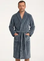 HL-tricot heren Fleece Badjas - Comfort - Warme winter ochtendjas - Zwart, Grijs, Donkerblauw - thumbnail