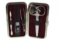 Malteser Manicure-etui 4-delig wijnrood nappaleer 1 Set - thumbnail