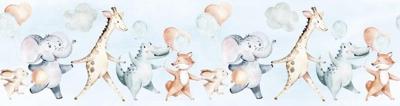 Noordwand Kids Walls Behangrand met dieren en ballonnen - 45864