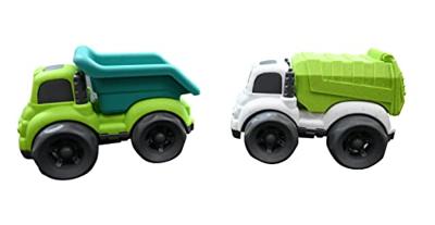 Pack van 2 vrachtwagens in tarwevezels, recyclebaar en biologisch afbreekbaar