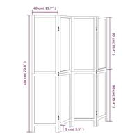 Kamerscherm met 4 panelen massief paulowniahout wit - thumbnail