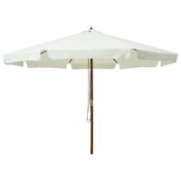 VidaXL Parasol met houten paal 330 cm zandwit - thumbnail