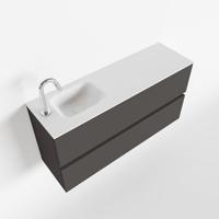 MONDIAZ ADA 100cm toiletmeubel dark grey. LEX wastafel talc links 1 kraangat - thumbnail