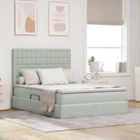 Bed met LED -striplichten Lichtgrijs 140 x 190 cm Fluweel - thumbnail