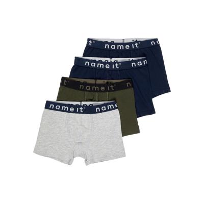 NAME IT KIDS boxershort - set van 4 donkerblauw/grijs melange/donkergroen