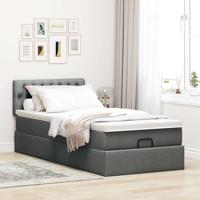 Ottoman bed met matras en LED's 100x200cm stof donkergrijs - thumbnail