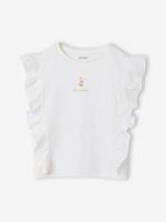 T-shirt met ruches en korte mouwen ecru - thumbnail