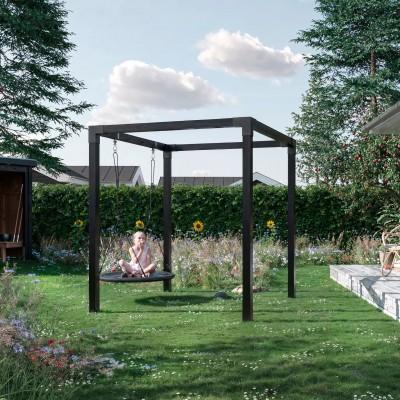 Zwart Houten Vierkante Pergola 198 x 198 CM Met Nestschommel