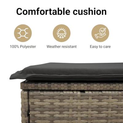5-delige Loungeset met kussens poly rattan grijs - thumbnail