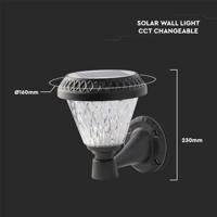 V-TAC VT-969 Solar Wandlamp - IP44 - Zwart - 0.8W- 75 Lumen - 3IN1 - thumbnail